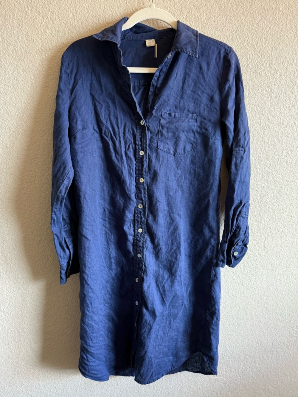 Magaschoni 100% Linen Midi Dress Button Up Coastal Beach Spring Summer Small